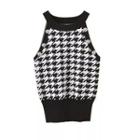 Halter Houndstooth Tank Top Black - One Size