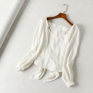 Long-sleeve Knotted Top