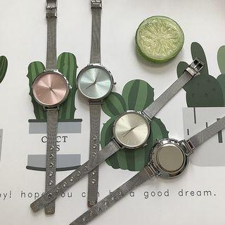 Metallic Watch Face Milanese Strap Watch