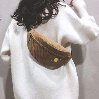Planet Embroidered Corduroy Sling Bag