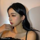 Star Alloy Dangle Earring / Cuff Earring 1 Pair - Black & White - One Size