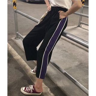 Color Block Cropped Sweatpants / Crew-neck Tank Top