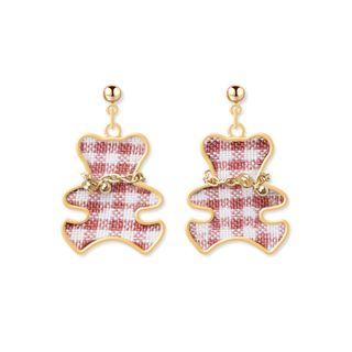 Plaid Bear Dangle Earring