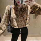 Animal Printed Zipped Top Leopard - One Size
