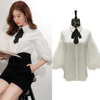 Bow Neck 3/4-sleeve Blouse