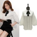 Bow Neck 3/4-sleeve Blouse
