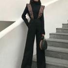 Leopard Pattern Wide-leg Suspender Pants