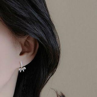Bow Faux Crystal Sterling Silver Dangle Earring