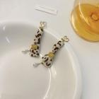 Leopard Print Fabric Bead Drop Earring 1 Pair - S925 Silver - Brown - One Size