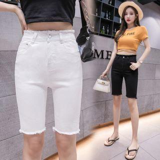 Tasseled Trim Denim Shorts