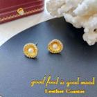 Faux Pearl Alloy Earring 1 Pair - Silver Earrings - Gold - One Size