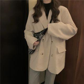 Plain Corduroy Double-breasted Blazer