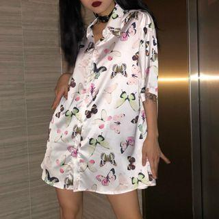Butterfly Short-sleeve Shirt White - One Size