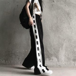 High-waist Two Tone Straight Cut Pants