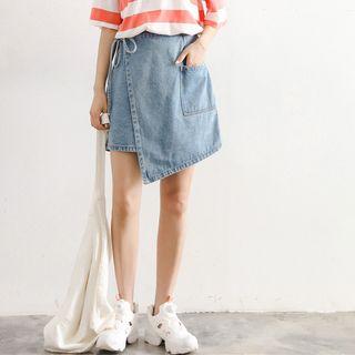 Wrap Front Denim Skort