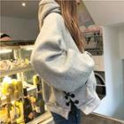 Button Lettering Long-sleeve Hoodie