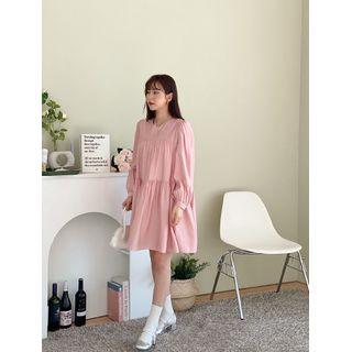 Plus Size Puff-sleeve Tiered Dress