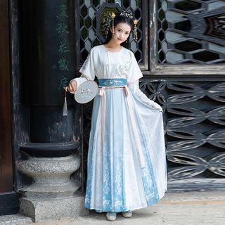 Elbow-sleeve Hanfu Top / Long-sleeve Top / A-line Maxi Skirt / Set
