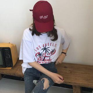 Short Sleeve Print T-shirt White - One Size