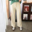 Seam-front Knit Pants Cream - One Size