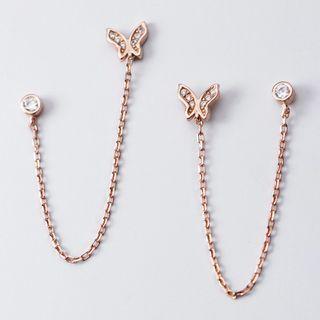 Rhinestone Butterfly Chain Dangle Earring