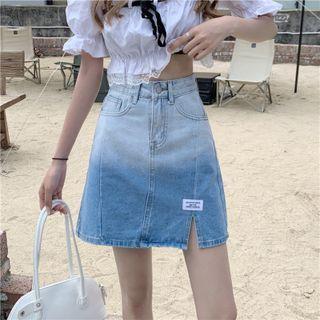 Ombre A-line Denim Skirt