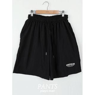 Drawstring Letter-printed Shorts