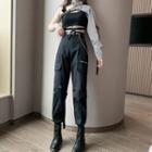 Spaghetti Strap Top / Cropped Jacket / Harem Pants / Set