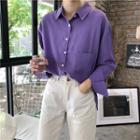 Plain Oversized Shirt Purple - One Size