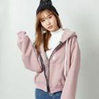 Drawstring Hooded Zip Jacket Pink - One Size