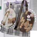 Bear Print Fleece Sling Bag