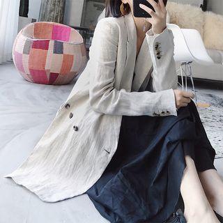 Plain Long Linen Blazer