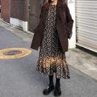 Bell-sleeve Floral Printed Dress Dress - One Size