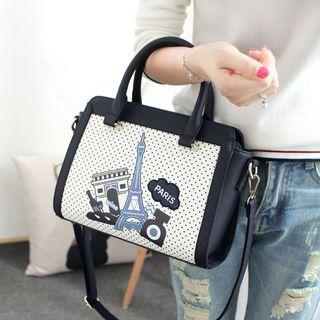 Paris Print Colour Block Satchel