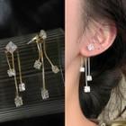 Rhinestone Alloy Fringed Earring 1 Pair - 2695a - Gold - One Size