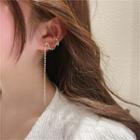 Rhinestone Asymmetrical Cuff Earring 1 Pc - Gold - One Size