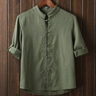 Frog Button Tab-sleeve Shirt