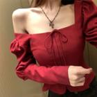 Long-sleeve Cropped Top Red - One Size