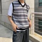 V-neck Pattern Sweater Vest