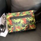 Camo Faux Leather Clutch Camouflage - Green & Red & Red - One Size