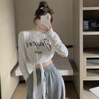Tie-accent Printed Light T-shirt As Figure - One Size