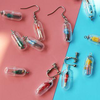 Miniature People In Capsule Dangle Earring