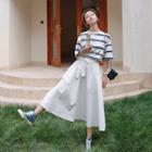 Striped T-shirt With A-line Skirt