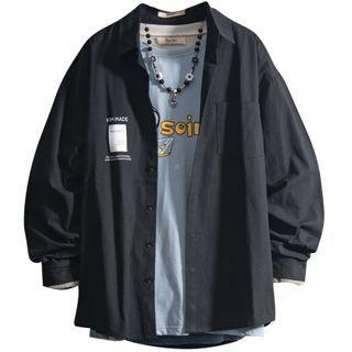 Long-sleeve Lettering Applique Shirt