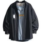 Long-sleeve Lettering Applique Shirt