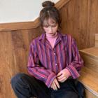 Long Sleeve Striped Shirt Red - One Size