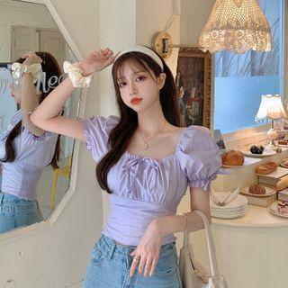 Square Neck Puff Short-sleeve Top