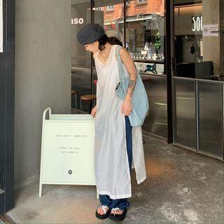 Slit Tank Dress White - One Size