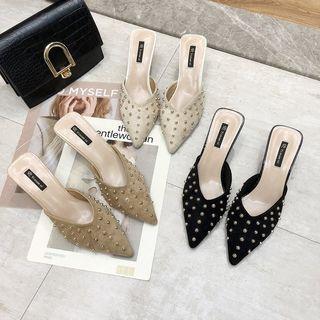 Beaded High Heel Mules