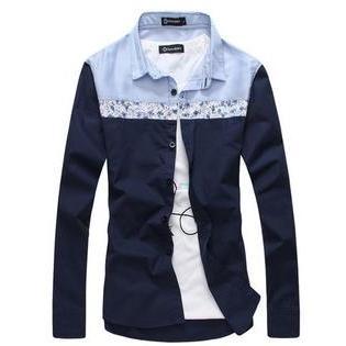 Floral And Striped Panel Shirt